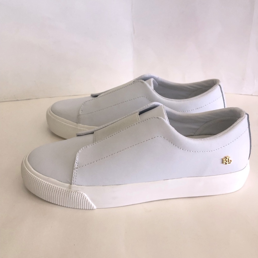 Lauren Ralph Lauren Woman’s Isla Leather Platform Trainer Slip-On Sneakers Sz 10